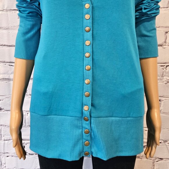 NWT!! AMAZON, Traleubie brand - Teal long sleeve v-neck cardigan - Picture 8 of 13